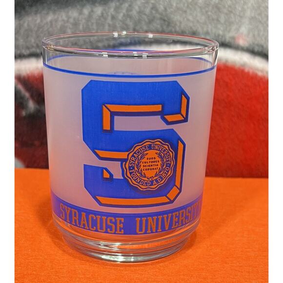 Vintage Syracuse University Carrier Dome Frosted Drinking Glass Cup Mobil‎ - Picture 1 of 6